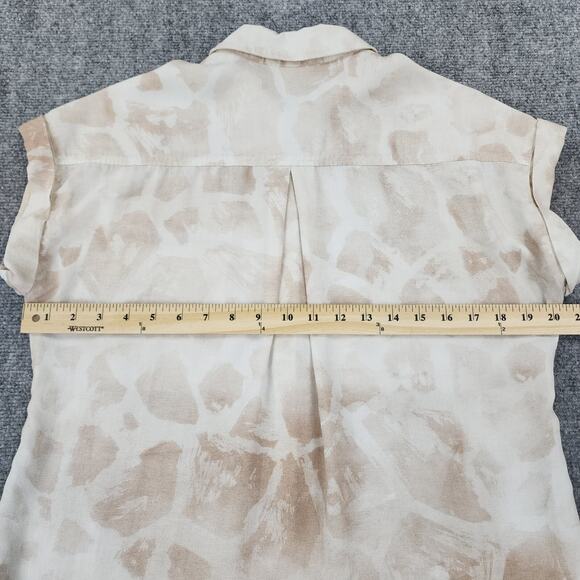 Cloth & Stone Anthropologie Top Women Small Beige Tan Safari Giraffe Button Up - Picture 5 of 15